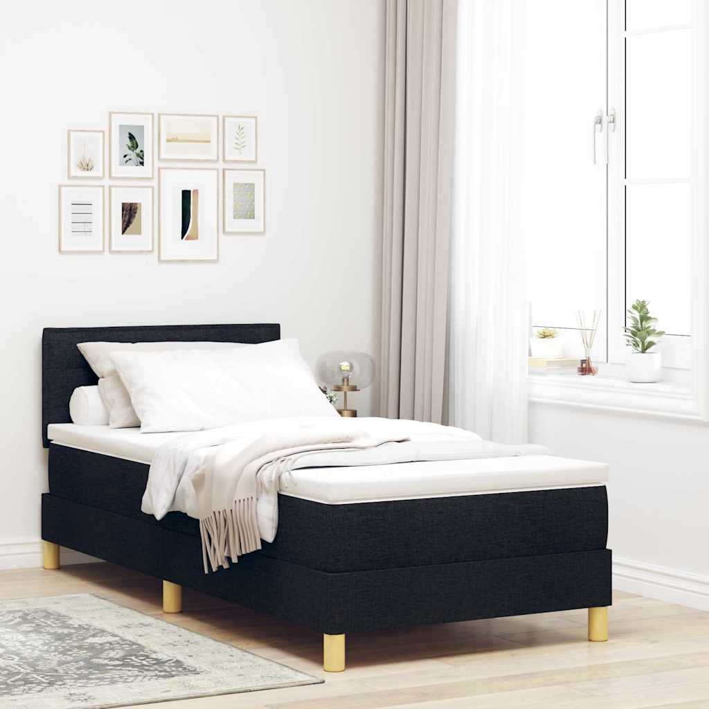 LED Box Spring Krevet s LED trakama Crna 90 x 190 cm tkanina
