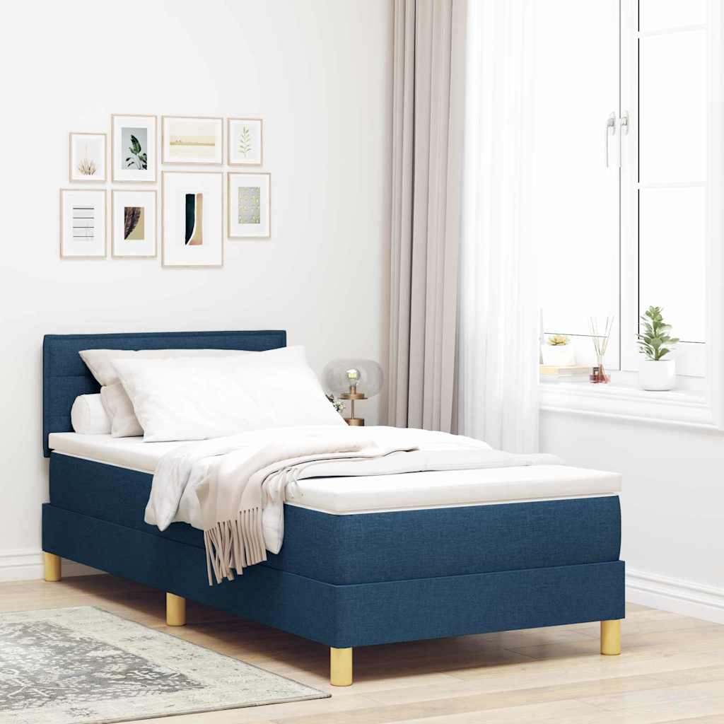 LED Box Spring Krevet s LED trakama Plava 90 x 190 cm tkanina