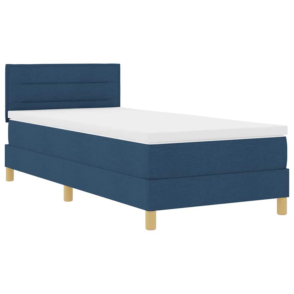 LED Box Spring Krevet s LED trakama Plava 90 x 190 cm tkanina