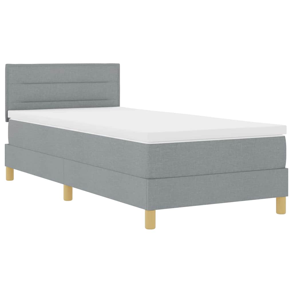 LED Box Spring Krevet Svijetlo siva 90 x 200 cm tkanina