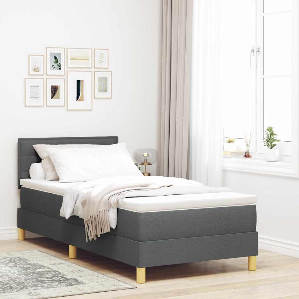LED Box Spring Krevet Tamno siva 90 x 200 cm tkanina