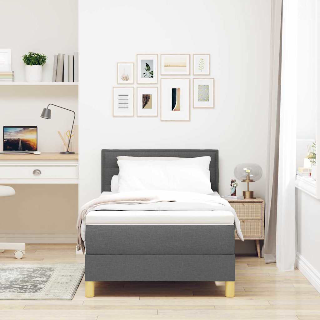 LED Box Spring Krevet Tamno siva 90 x 200 cm tkanina