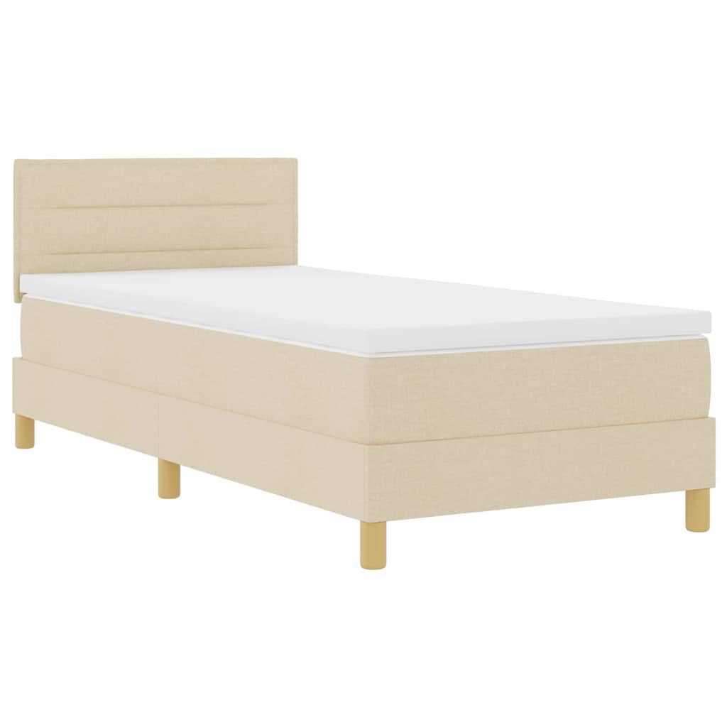 LED Box Spring Krevet s LED trakama Krema 100 x 200 cm tkanina