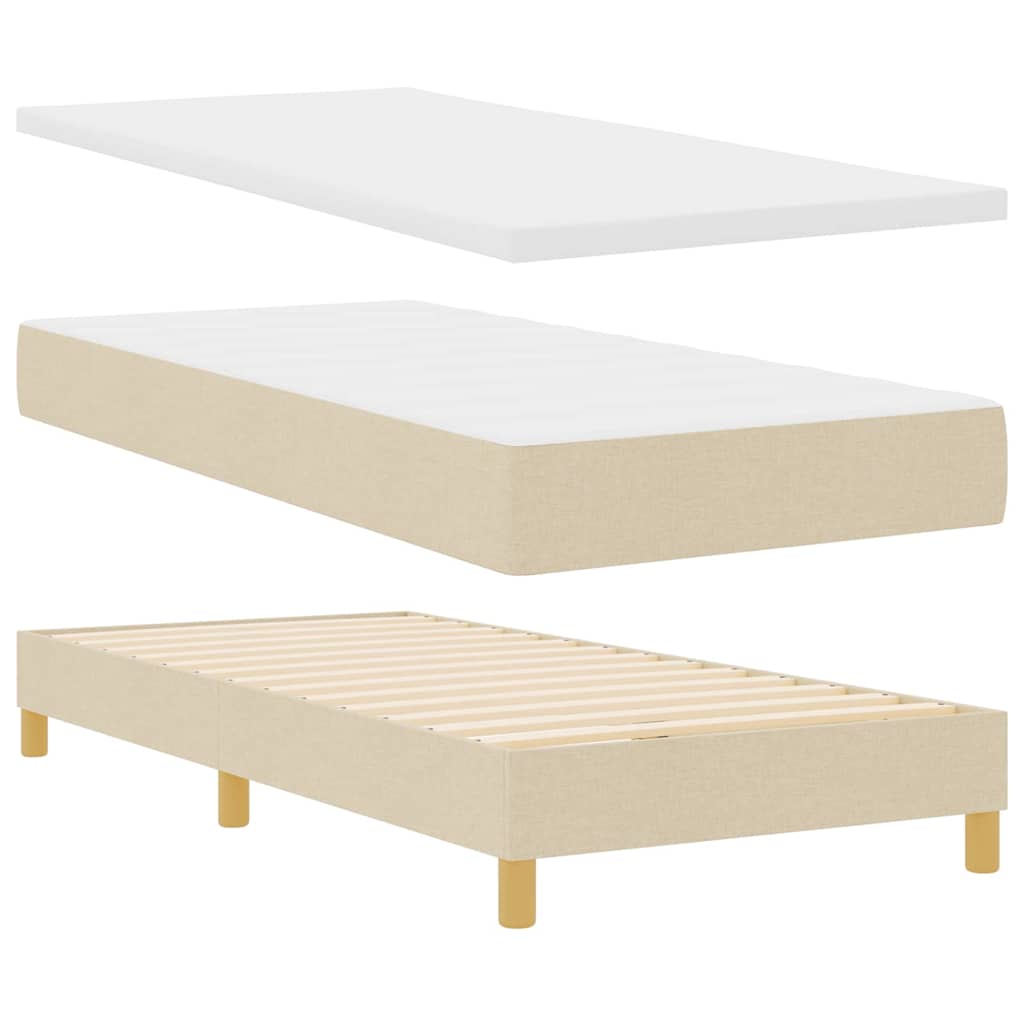 LED Box Spring Krevet s LED trakama Krema 100 x 200 cm tkanina