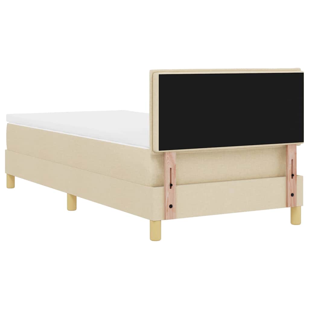 LED Box Spring Krevet s LED trakama Krema 100 x 200 cm tkanina