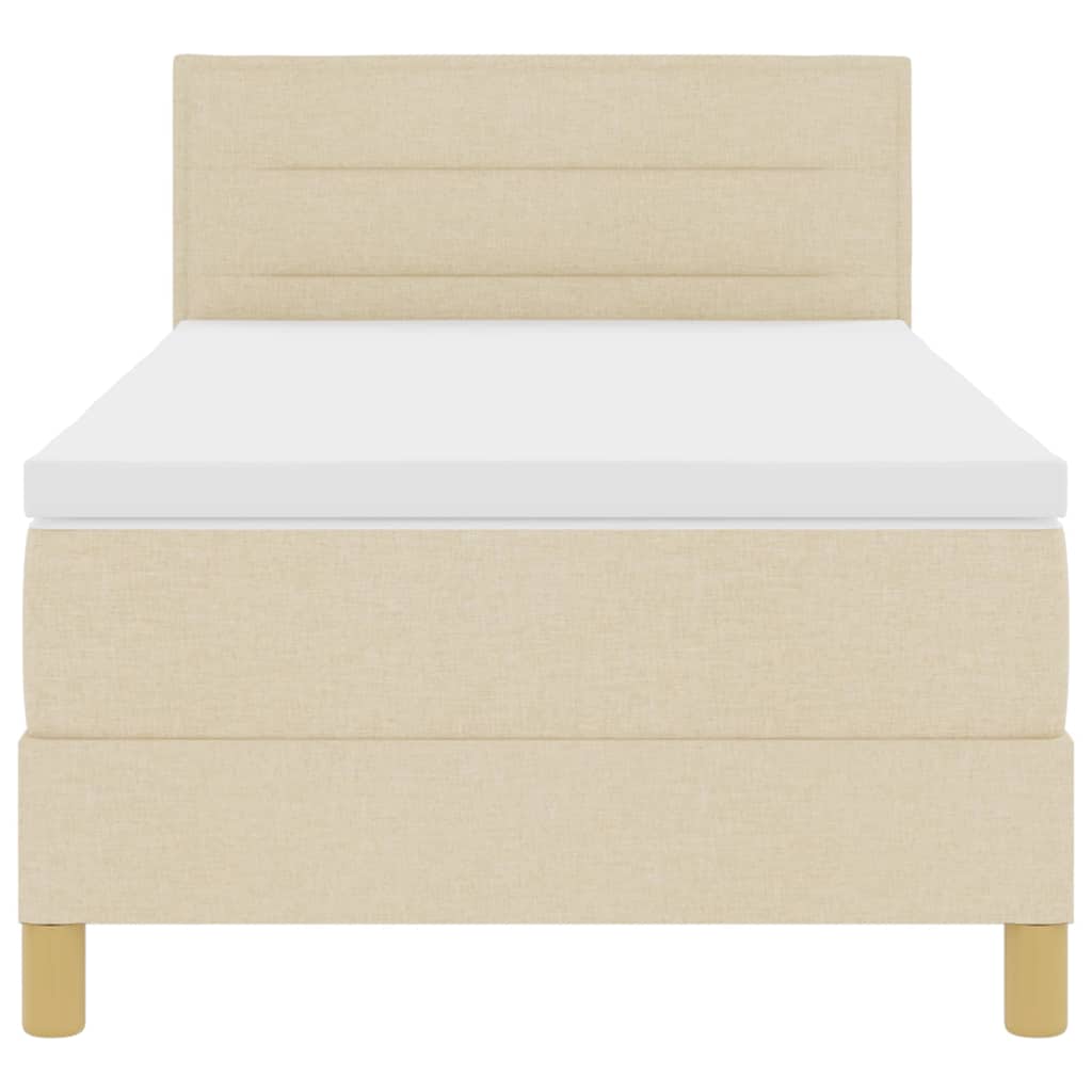 LED Box Spring Krevet s LED trakama Krema 100 x 200 cm tkanina
