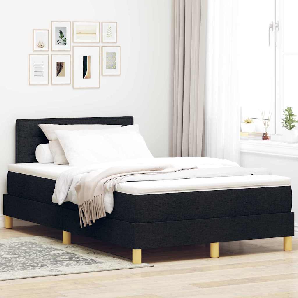 LED Box Spring Krevet s LED trakama Crna 120 x 190 cm tkanina