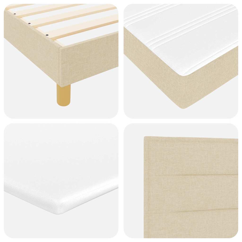 LED Box Spring Krevet s LED trakama Krema 120 x 190 cm tkanina