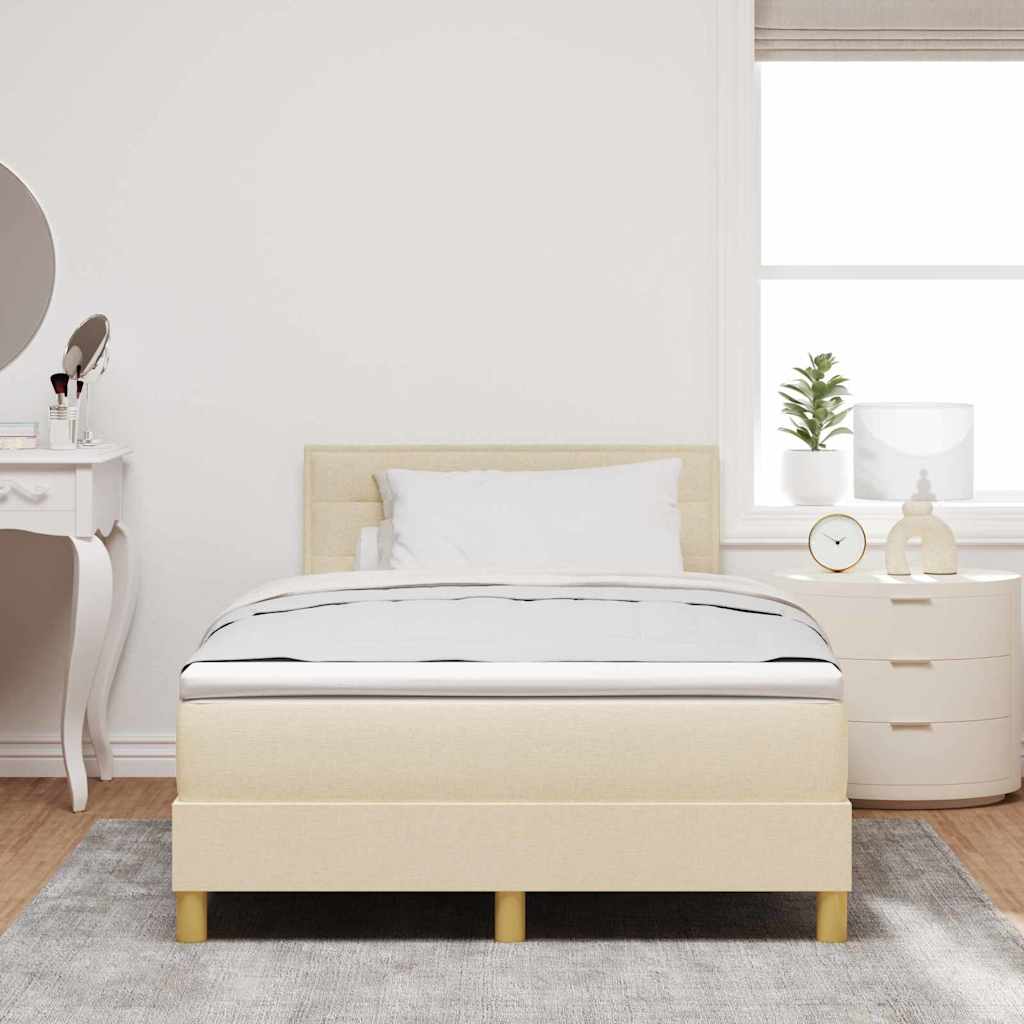 LED Box Spring Krevet s LED trakama Krema 120 x 190 cm tkanina