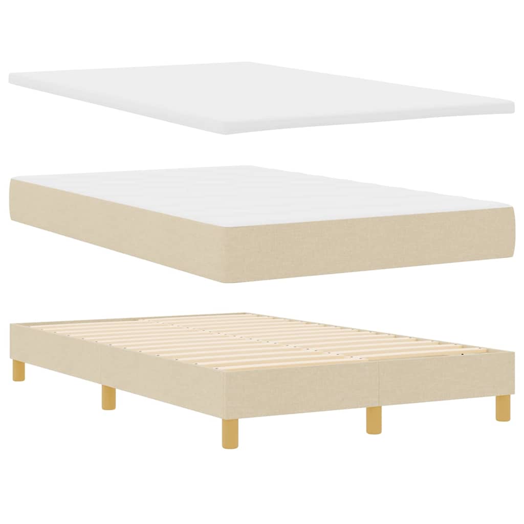 LED Box Spring Krevet s LED trakama Krema 120 x 190 cm tkanina