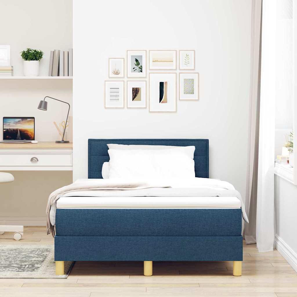LED Box Spring Krevet s LED trakama Plava 120 x 190 cm tkanina