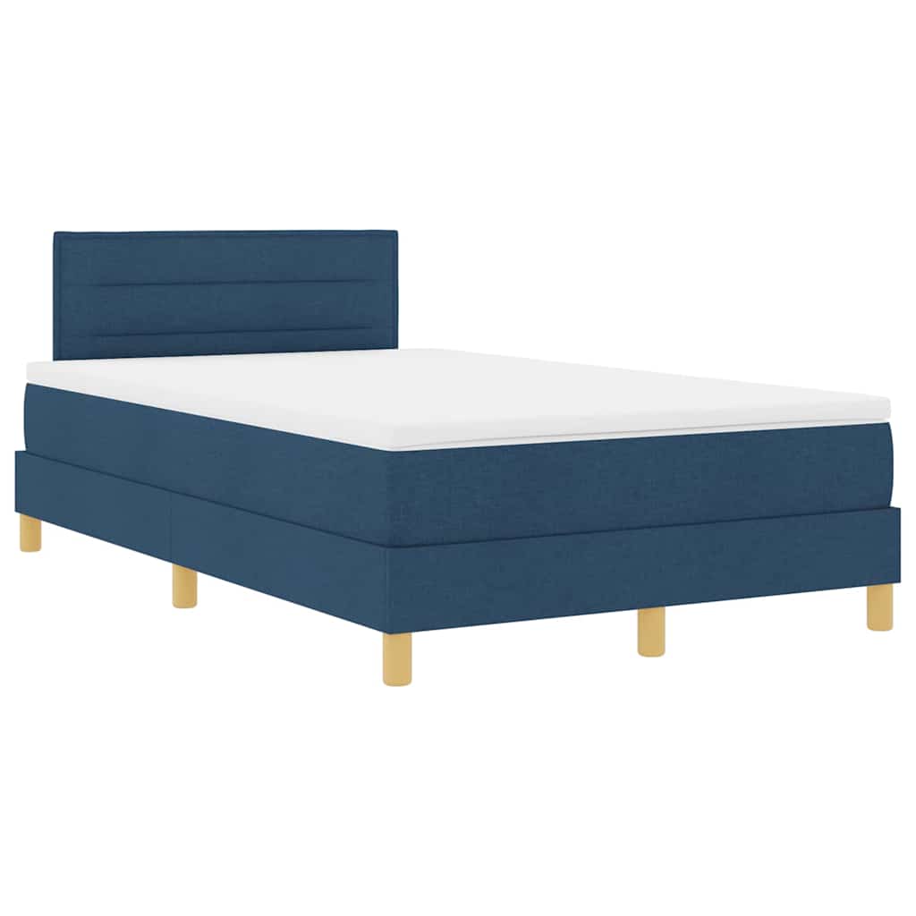 LED Box Spring Krevet s LED trakama Plava 120 x 190 cm tkanina