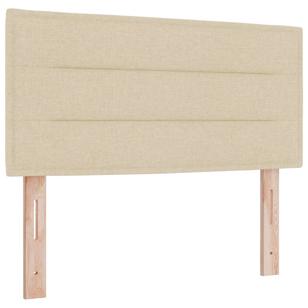 LED Box Spring Krevet s LED trakama Krema 120 x 200 cm tkanina