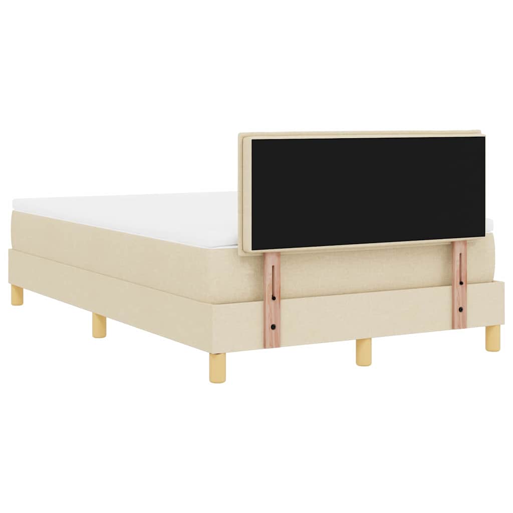 LED Box Spring Krevet s LED trakama Krema 120 x 200 cm tkanina