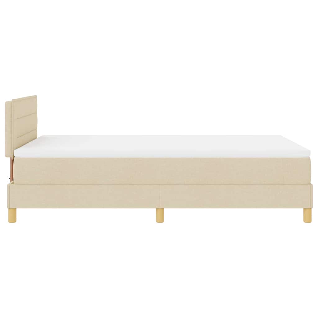 LED Box Spring Krevet s LED trakama Krema 120 x 200 cm tkanina
