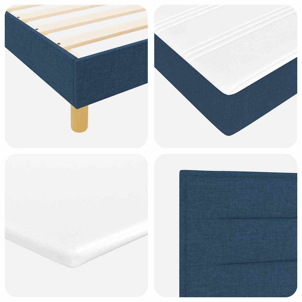 LED Box Spring Krevet s jastukom Plava 140 x 190 cm tkanina