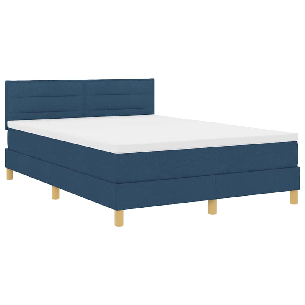 LED Box Spring Krevet s jastukom Plava 140 x 190 cm tkanina