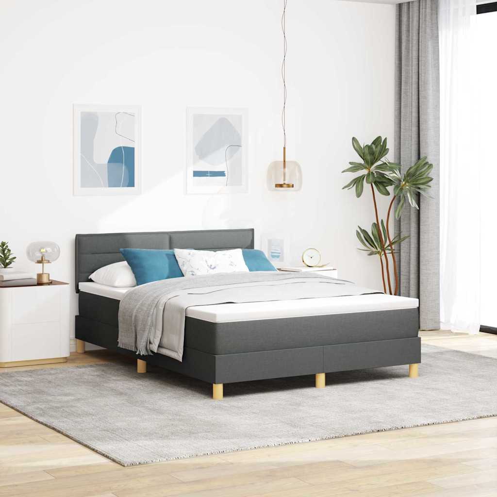 LED Box Spring Krevet Tamno siva 140 x 200 cm tkanina