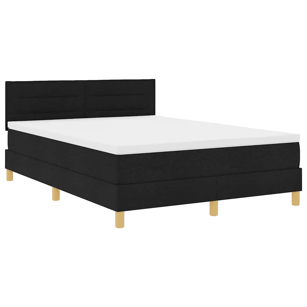 LED Box Spring Krevet s LED trakama Crna 140 x 200 cm tkanina
