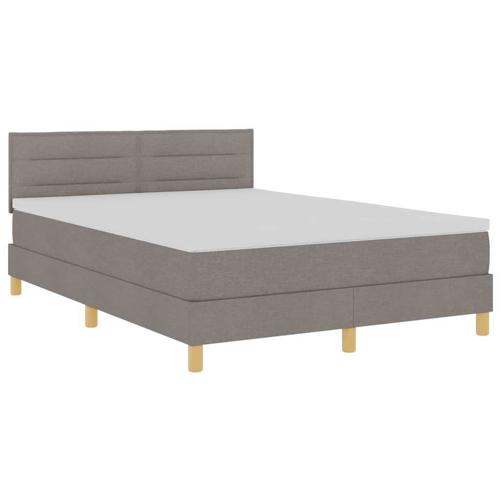 LED Box Spring Krevet Sivo-smeđa 140 x 200 cm tkanina