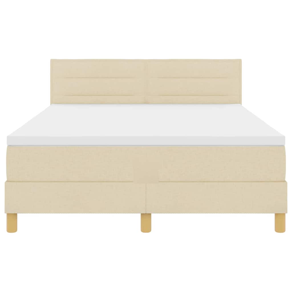 LED Box Spring Krevet s LED trakama Krema 140 x 200 cm tkanina