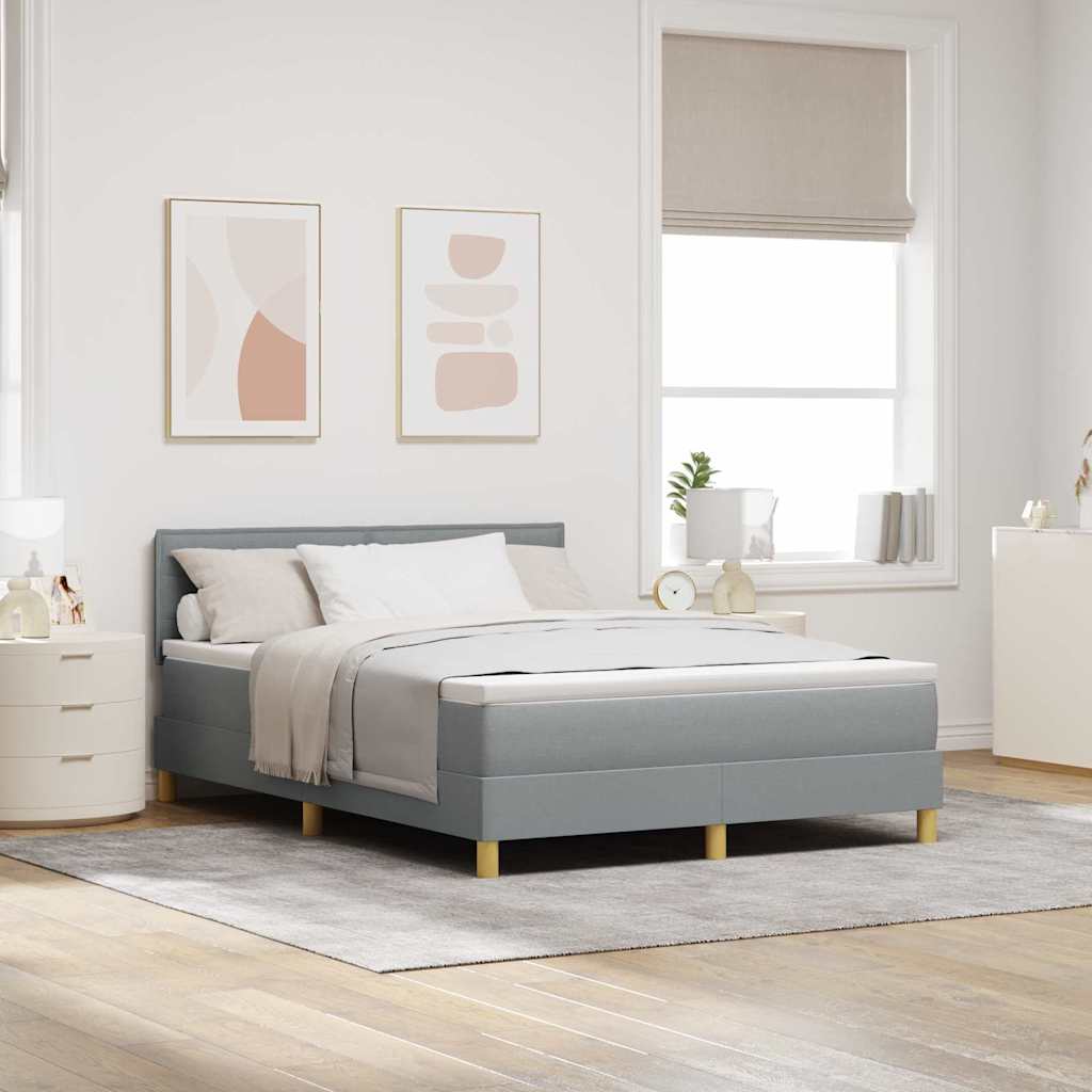 LED Box Spring Krevet Svijetlo siva 160 x 200 cm tkanina