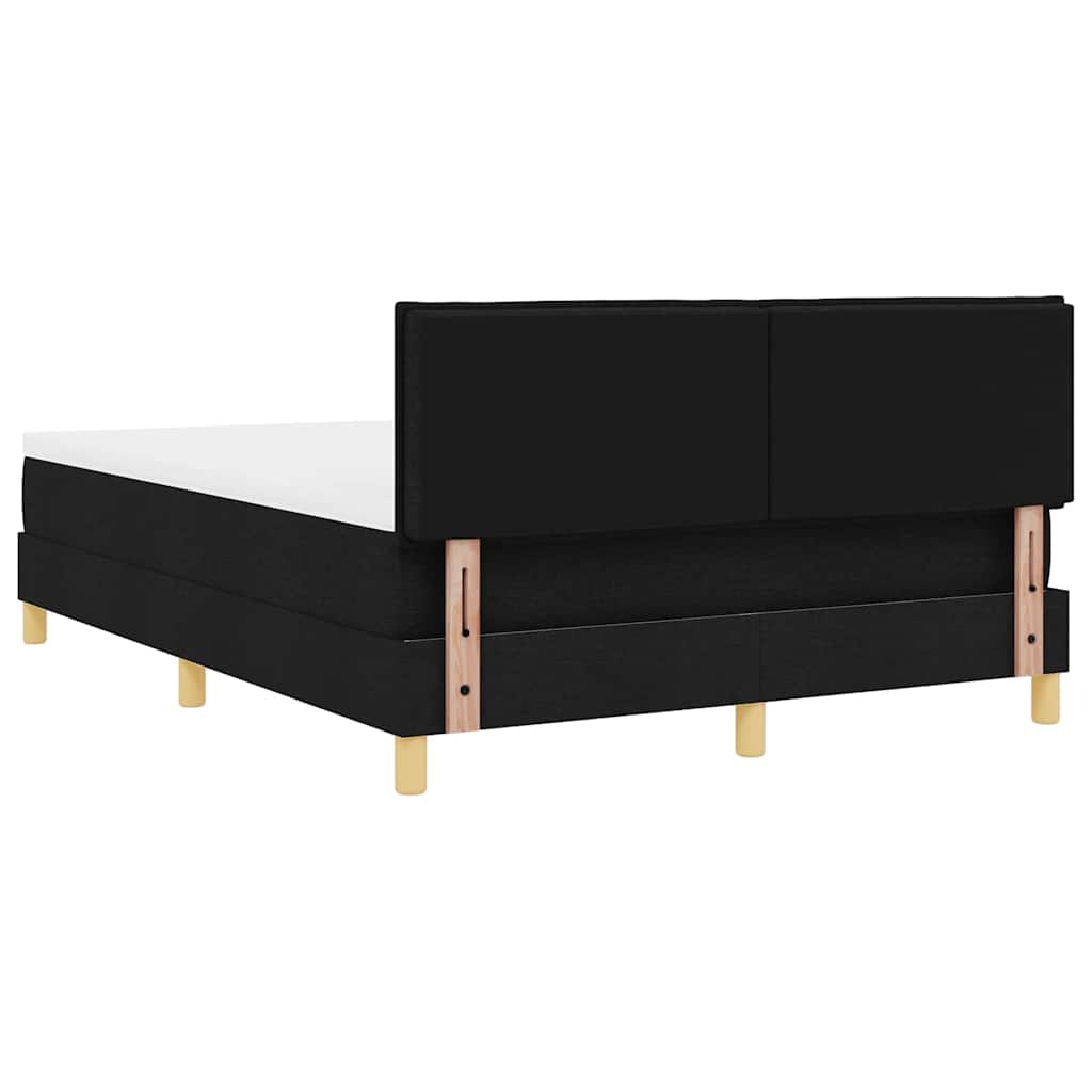 LED Box Spring Krevet s LED trakama Crna 160 x 200 cm tkanina