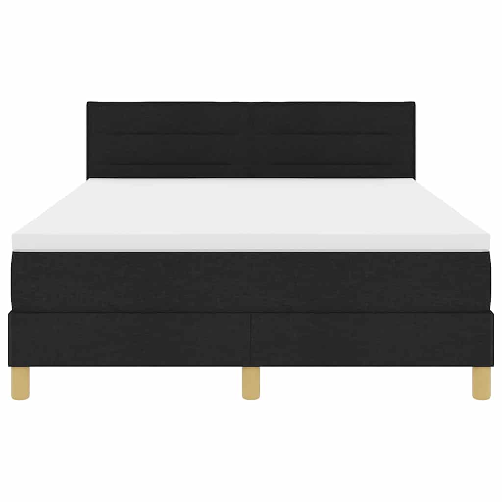 LED Box Spring Krevet s LED trakama Crna 160 x 200 cm tkanina
