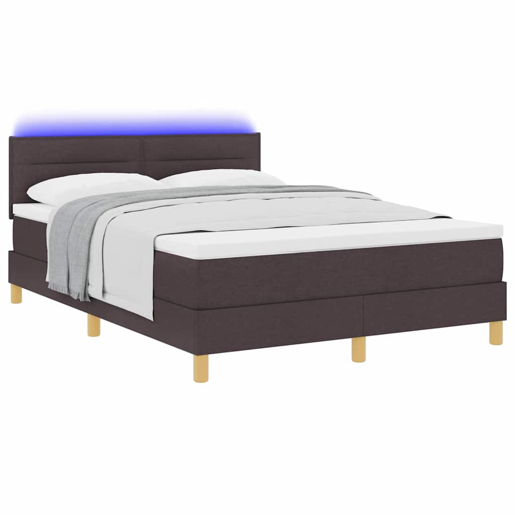 LED Box Spring Krevet Tamno smeđa 160 x 200 cm tkanina