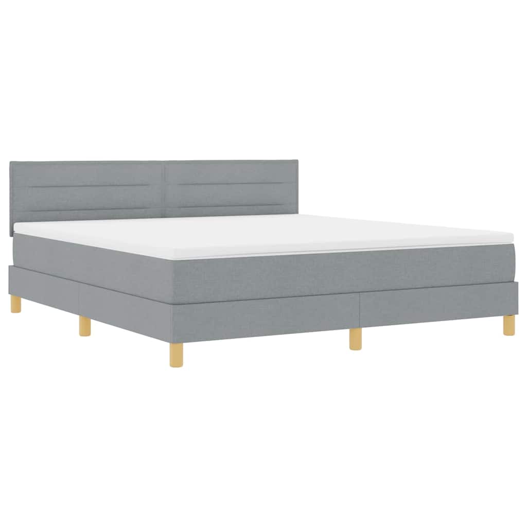 LED Box Spring Krevet Svijetlo siva 180 x 200 cm tkanina