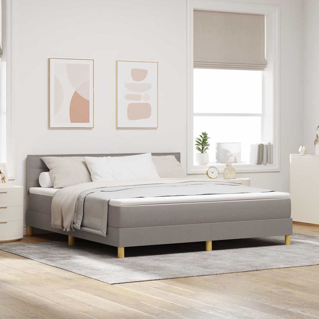 LED Box Spring Krevet Sivo-smeđa 180 x 200 cm tkanina