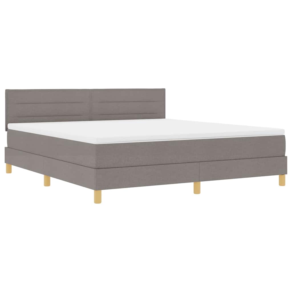 LED Box Spring Krevet Sivo-smeđa 180 x 200 cm tkanina