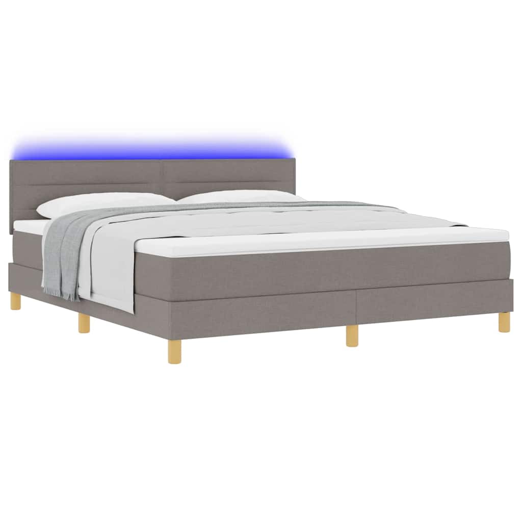 LED Box Spring Krevet Sivo-smeđa 180 x 200 cm tkanina
