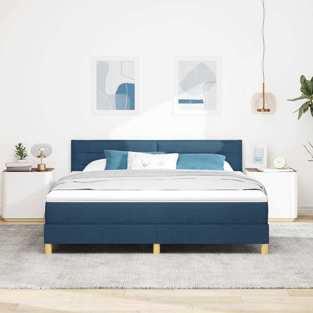 LED Box Spring Krevet s LED trakama Plava 180 x 200 cm tkanina