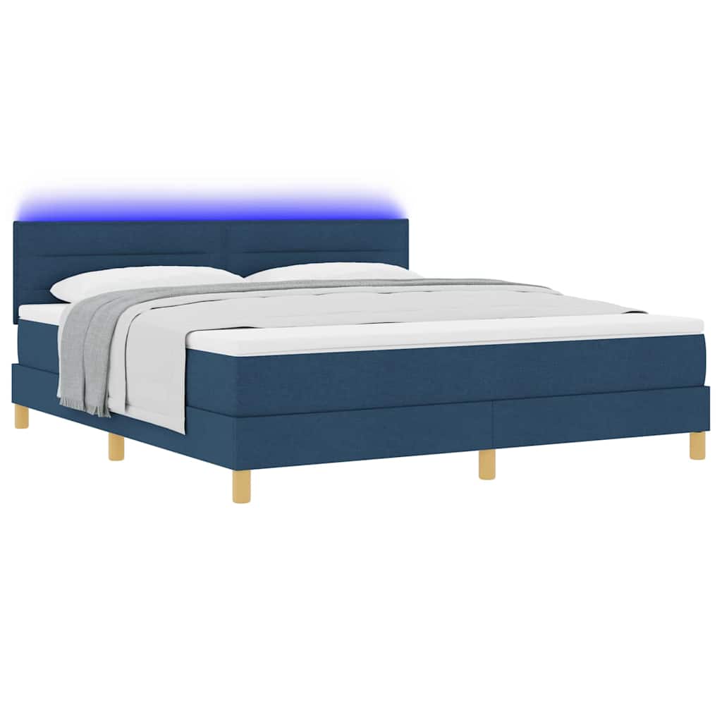 LED Box Spring Krevet s LED trakama Plava 180 x 200 cm tkanina