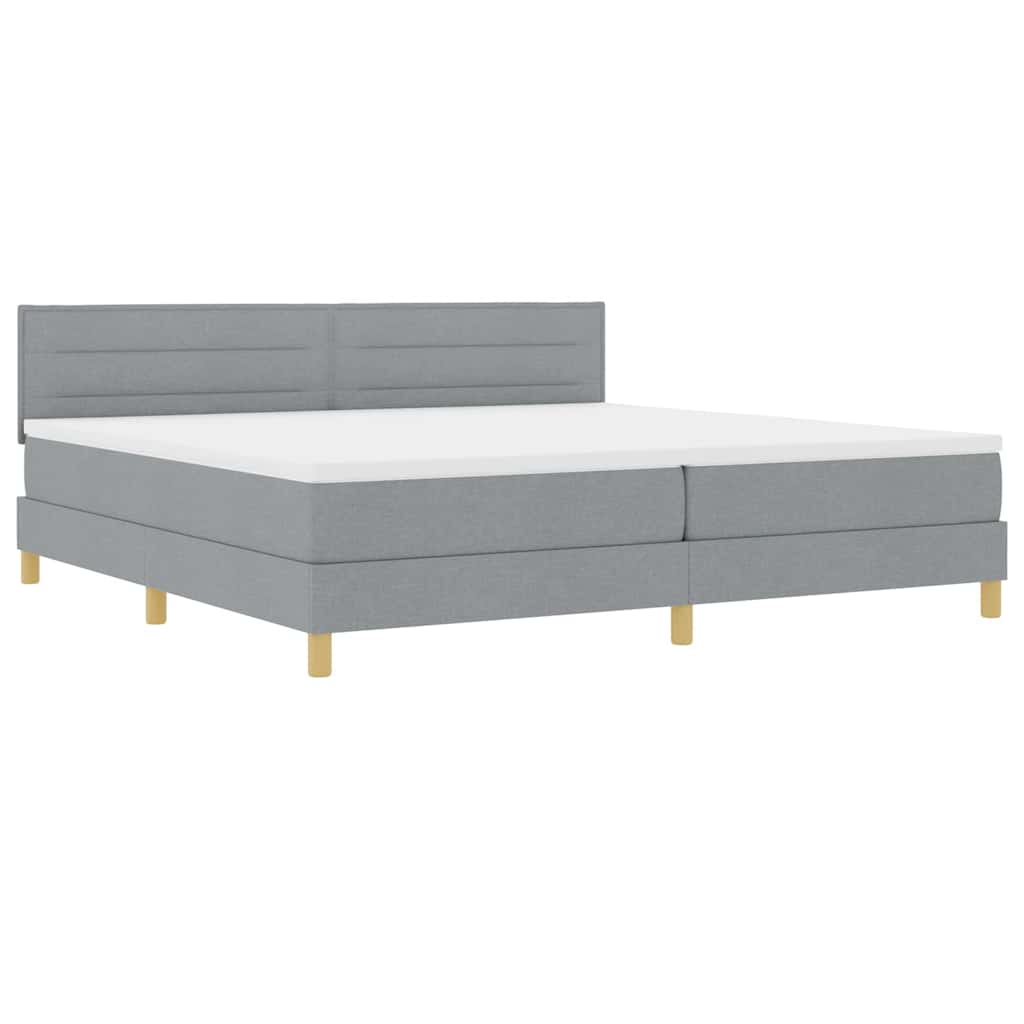 LED Box Spring Krevet Svijetlo siva 200 x 200 cm tkanina