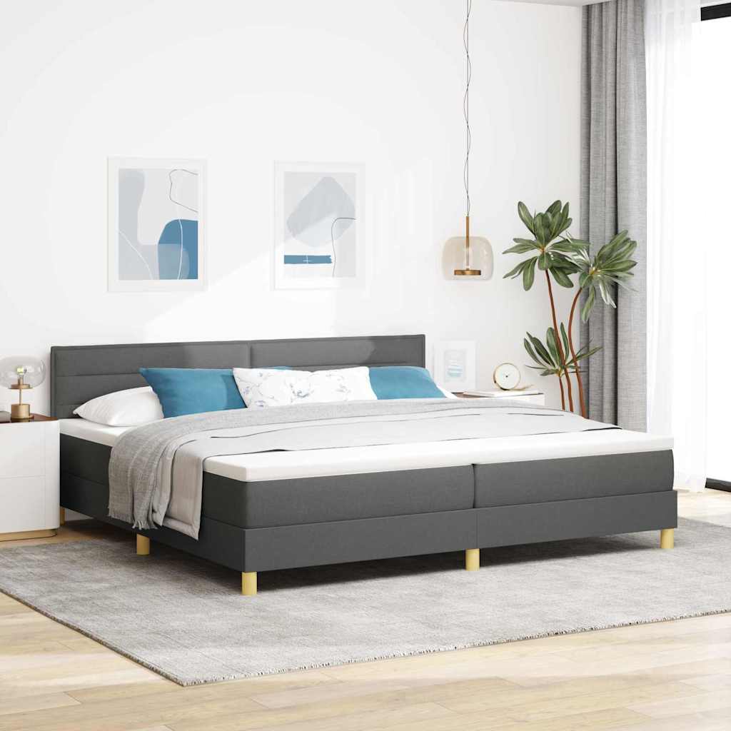 LED Box Spring Krevet Tamno siva 200 x 200 cm tkanina