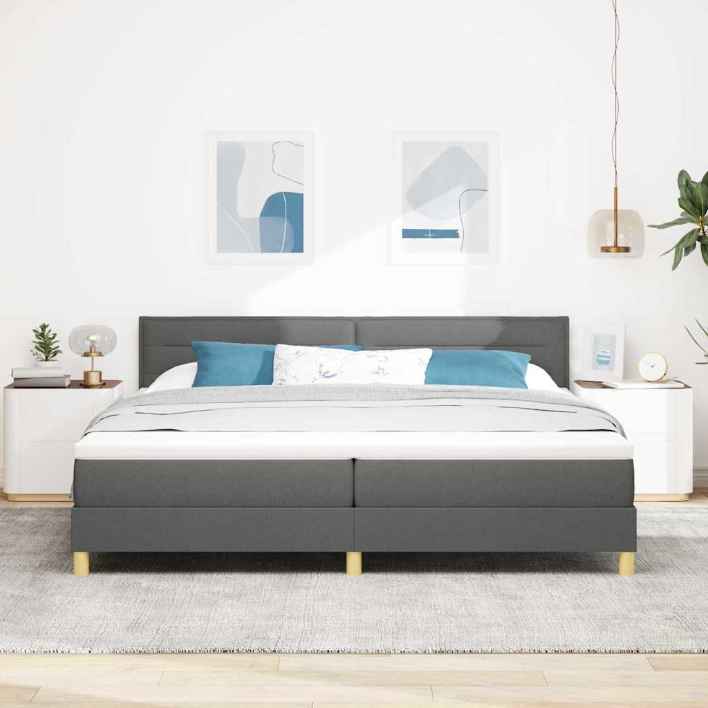 LED Box Spring Krevet Tamno siva 200 x 200 cm tkanina