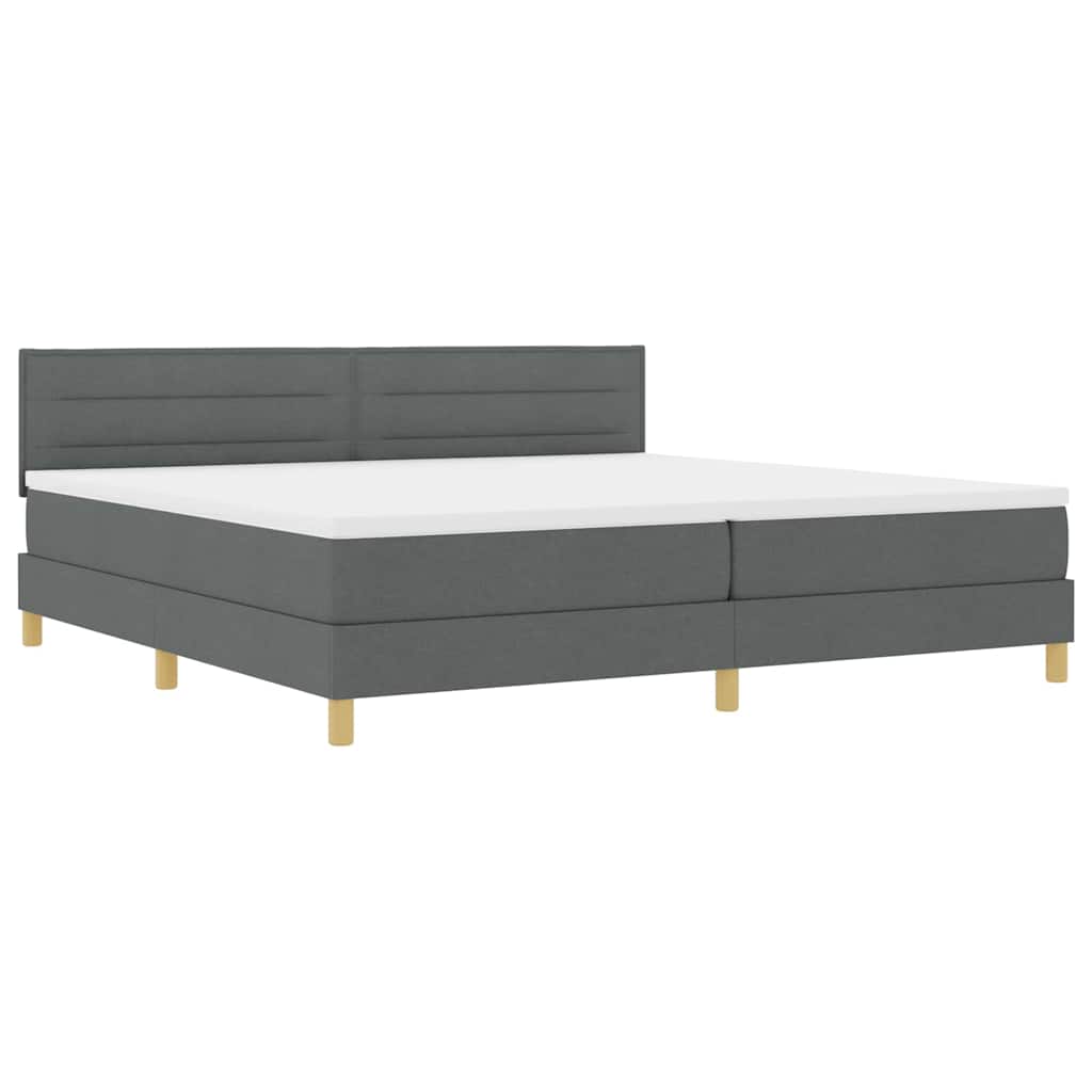 LED Box Spring Krevet Tamno siva 200 x 200 cm tkanina