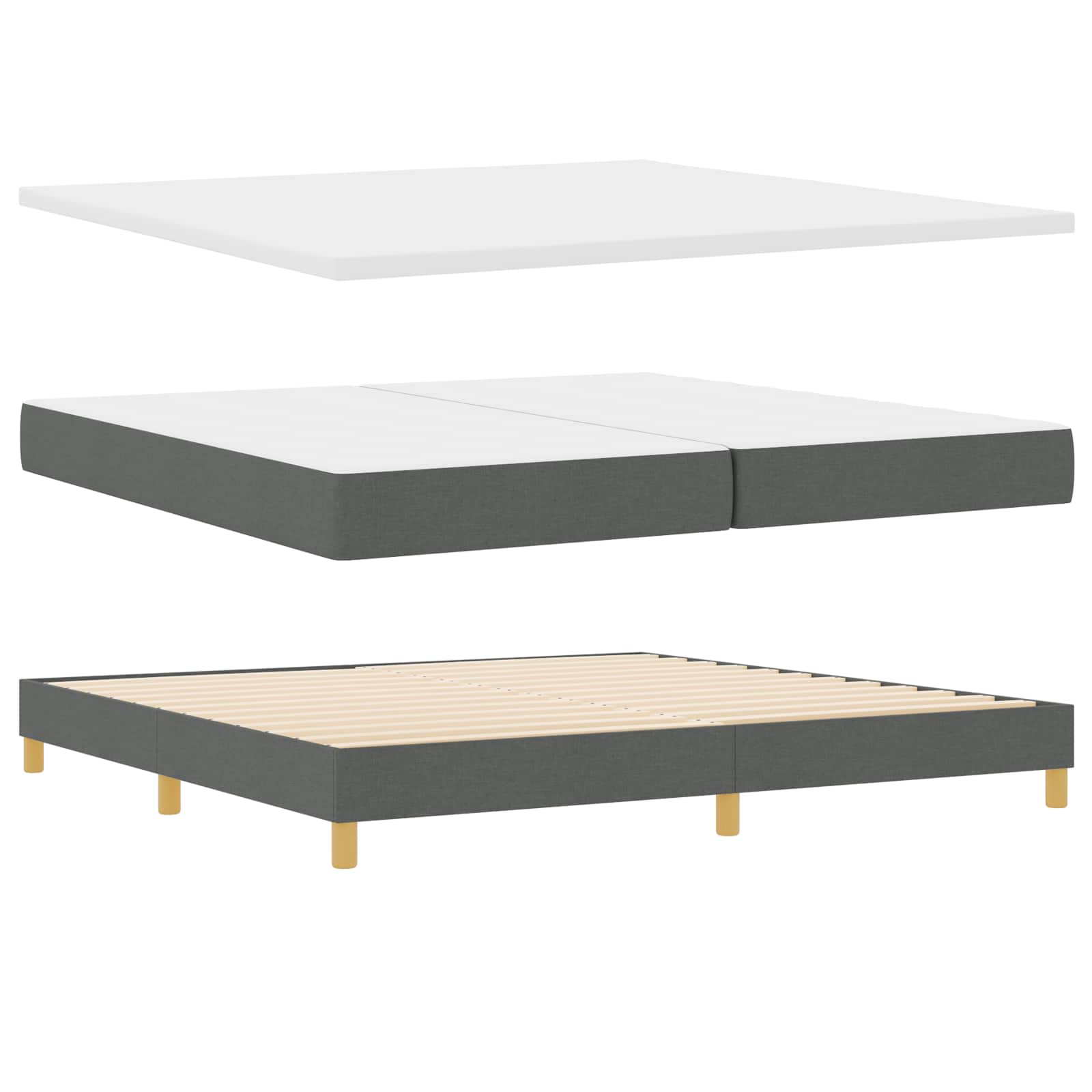 LED Box Spring Krevet Tamno siva 200 x 200 cm tkanina