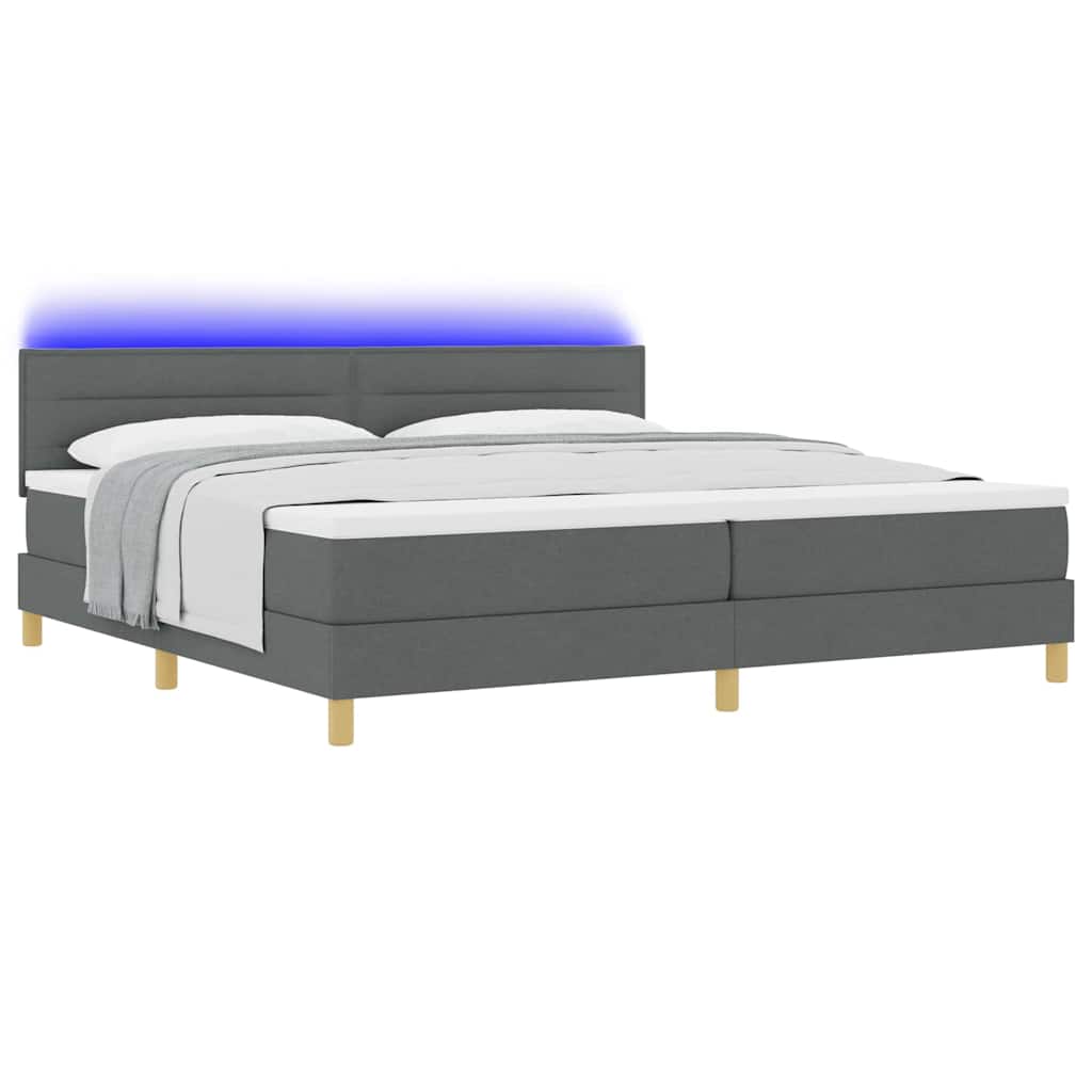 LED Box Spring Krevet Tamno siva 200 x 200 cm tkanina
