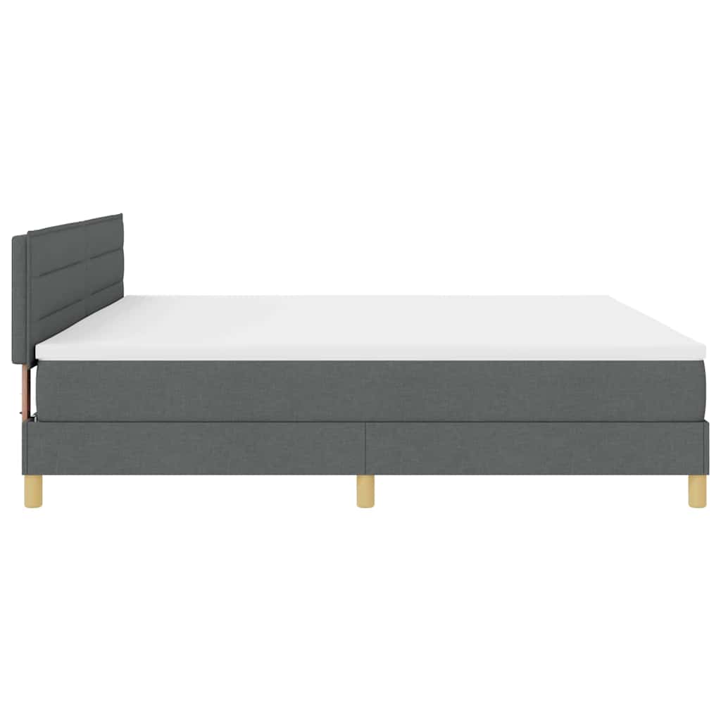 LED Box Spring Krevet Tamno siva 200 x 200 cm tkanina