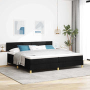 LED Box Spring Krevet s LED trakama Crna 200 x 200 cm tkanina