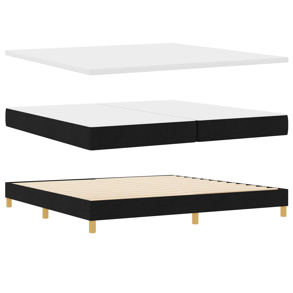 LED Box Spring Krevet s LED trakama Crna 200 x 200 cm tkanina