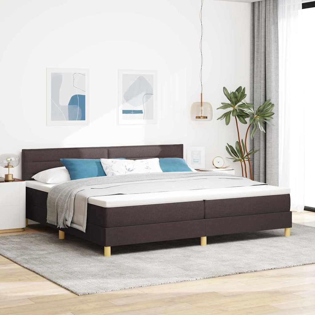 LED Box Spring Krevet Tamno smeđa 200 x 200 cm tkanina