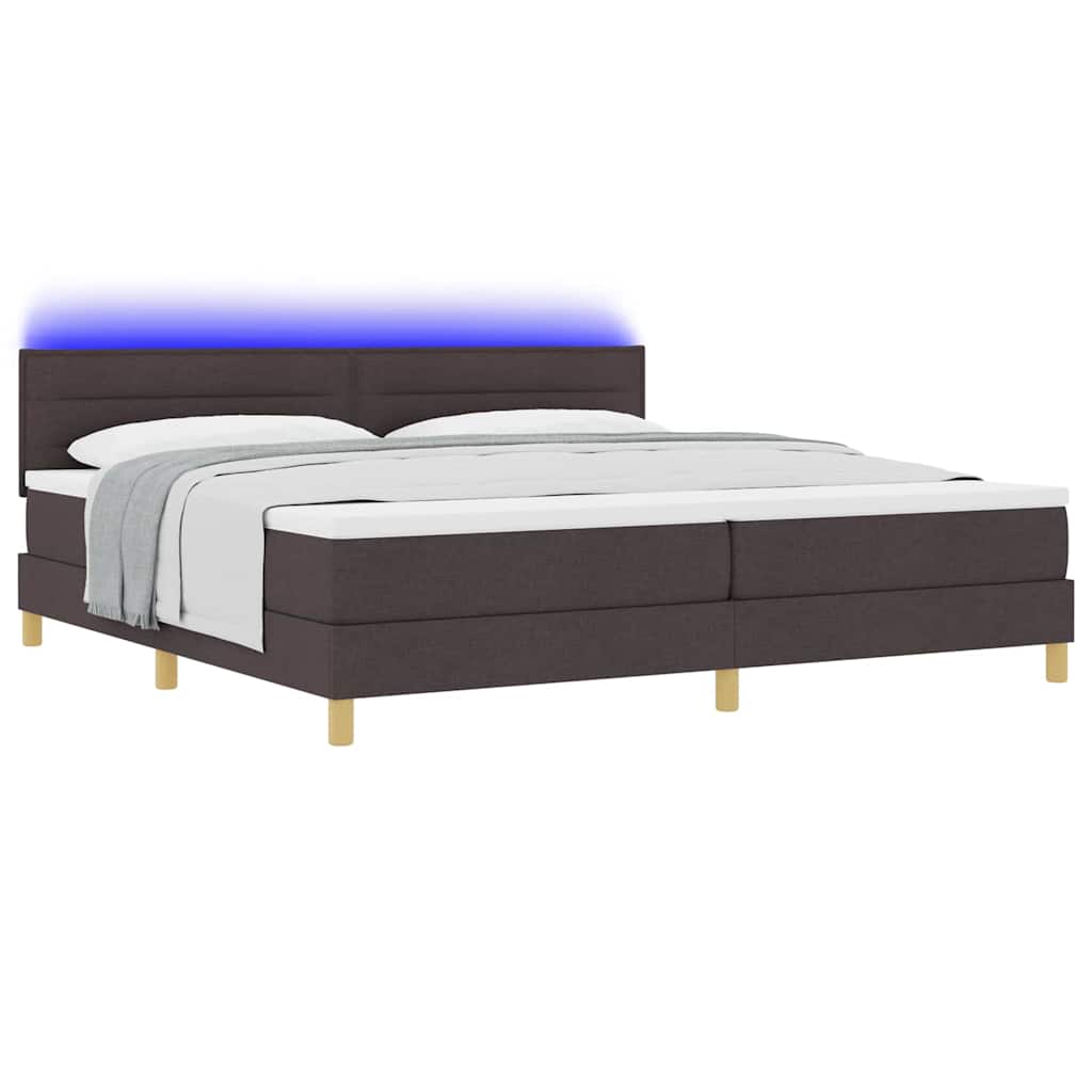 LED Box Spring Krevet Tamno smeđa 200 x 200 cm tkanina
