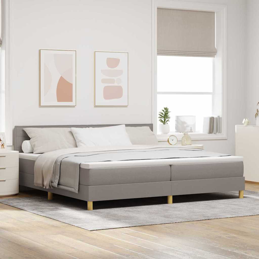 LED Box Spring Krevet Sivo-smeđa 200 x 200 cm tkanina