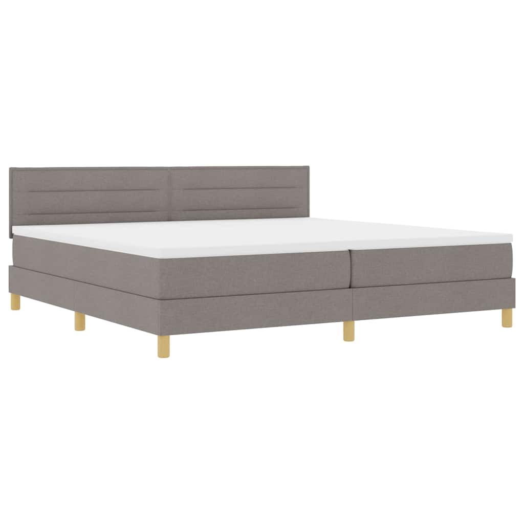 LED Box Spring Krevet Sivo-smeđa 200 x 200 cm tkanina