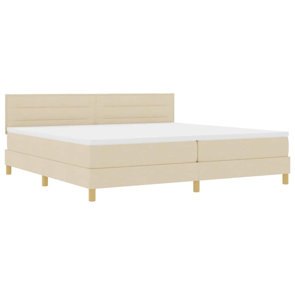 LED Box Spring Krevet s LED trakama Krema 200 x 200 cm tkanina
