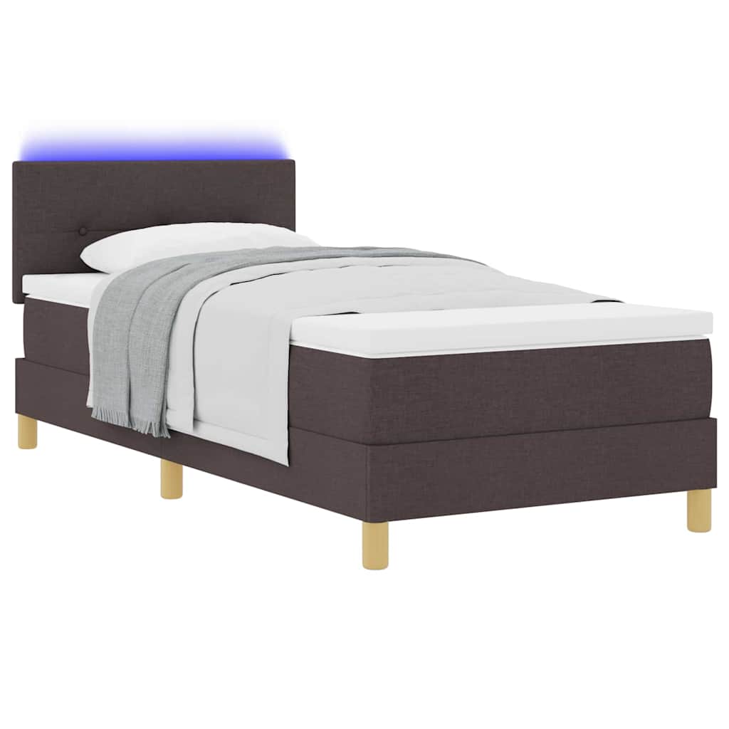 LED Box Spring Krevet Tamno smeđa 80 x 200 cm tkanina